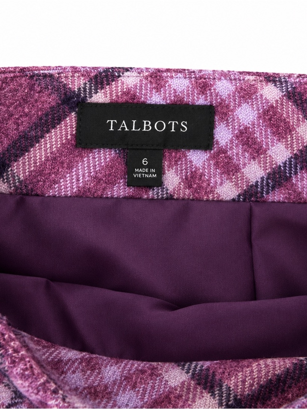 Talbots Purple Plaid A-Line Skirt - Picture 4 of 4